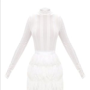 fawn feather skirt bodycon dress